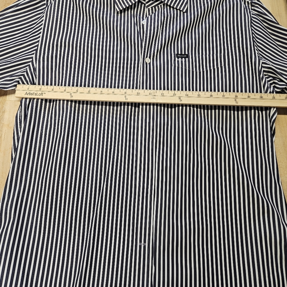 Faconnable Men's Medium Blue White Striped Button Down Dress Shirt Classique - Picture 5 of 8